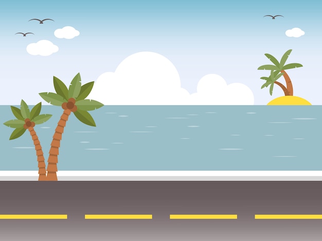 Vector summer vacation, summer beach illustration