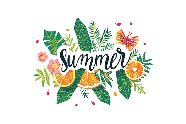 Vector summer vibes illustration with tropical elements vector illustration design