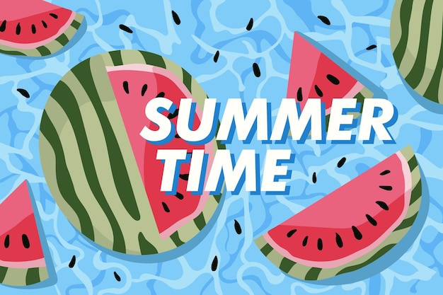 Vector summertime pool water and watermelon illustration