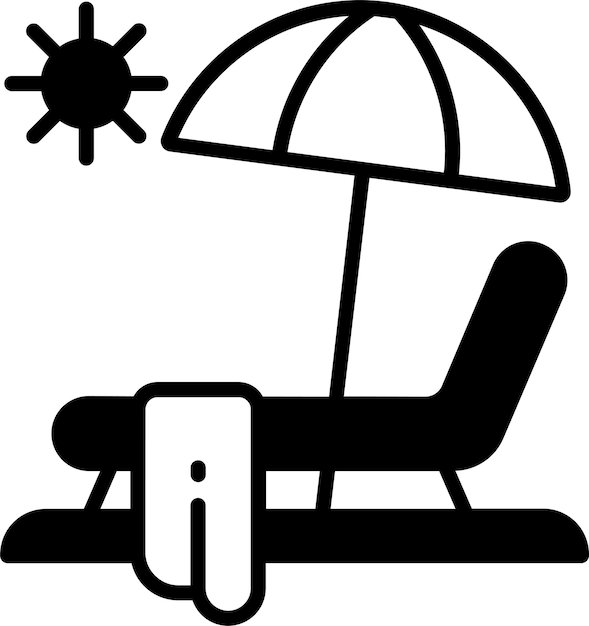 Sunbed glyph and line vector illustration