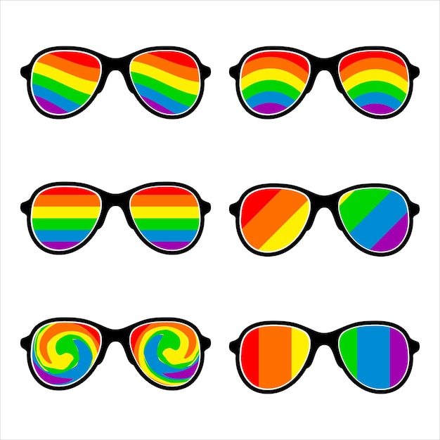 Sunglasses with LGBT symbols displayed in glasses.