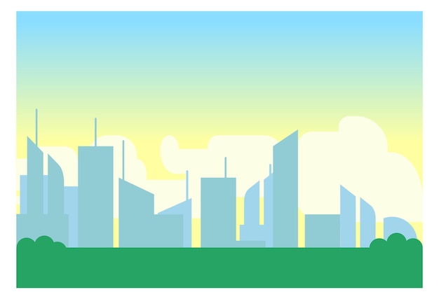 Vector sunrise city skyline background downtown skyscrapers silhouettes