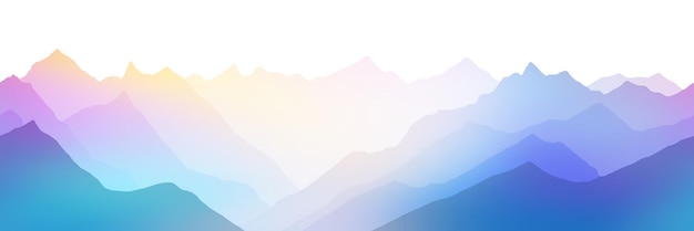 Vector sunrise in the mountains seamless border panoramic view