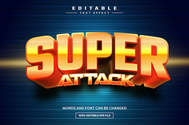 Super attack 3D editable text effect template