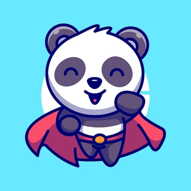 Super hero cute panda flag vector illustration cartoon icon