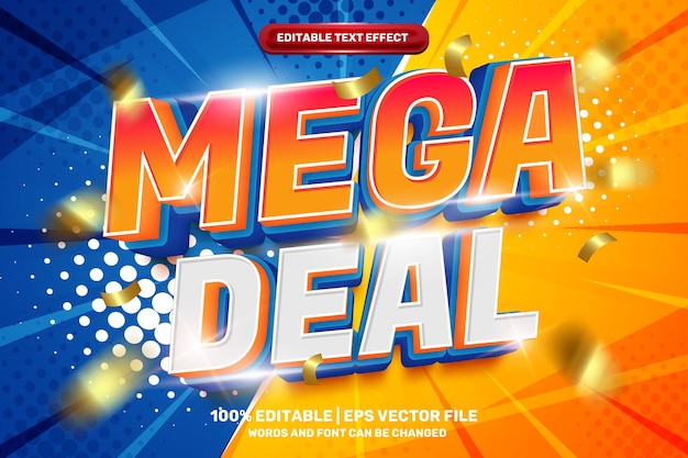 Vector super mega sale promo 3d editable text effect