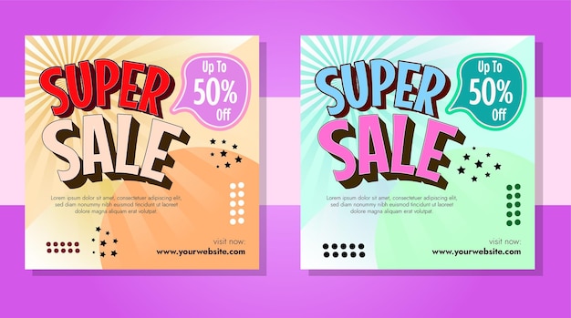 Vector super sale banner collection for social media post