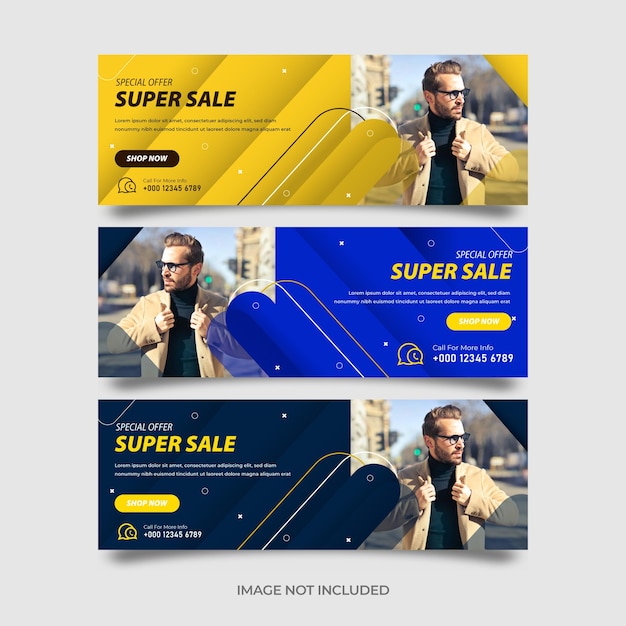 Vector super sale banner with special offer template design