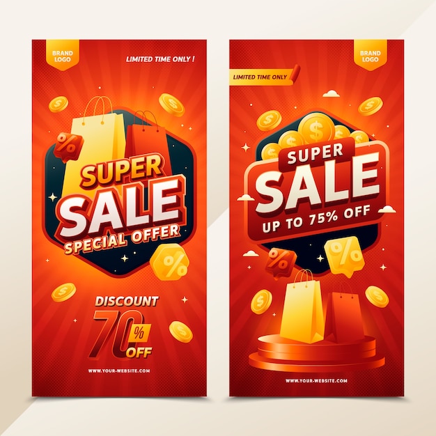 Super sale gradient banner set