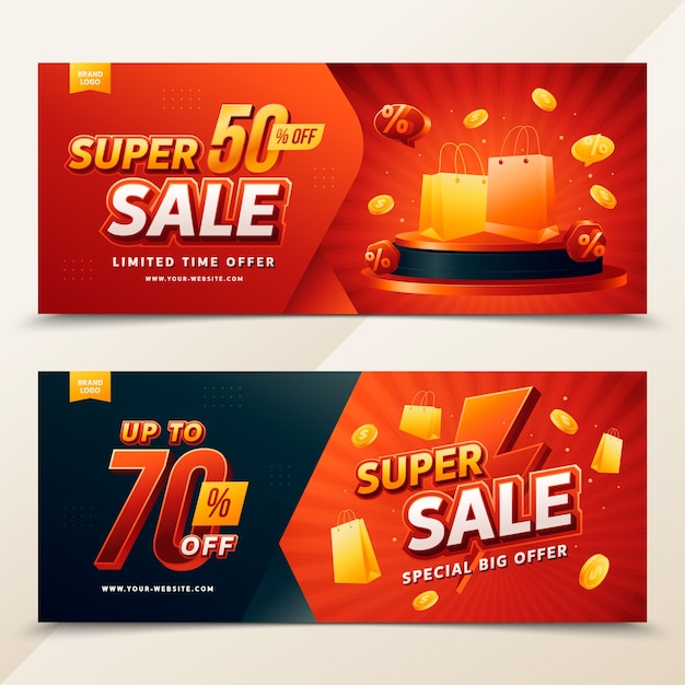 Super sale gradient banner set