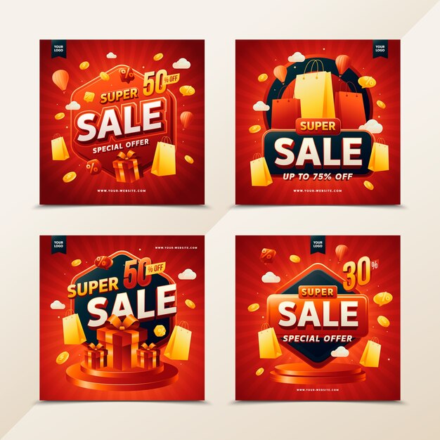 Vector super sale gradient cards set