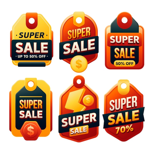 Super sale gradient labels set