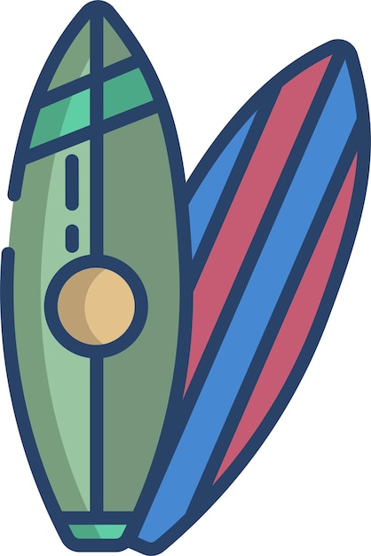 Vector surfboard linear color illustration