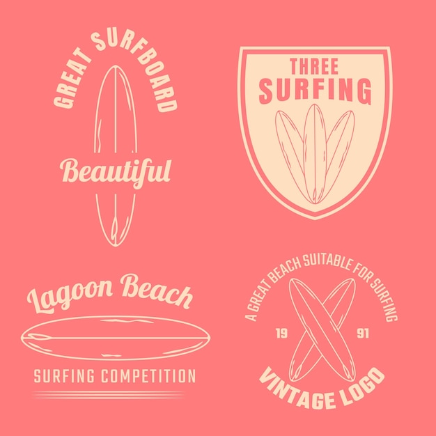 Surfing classic set logo