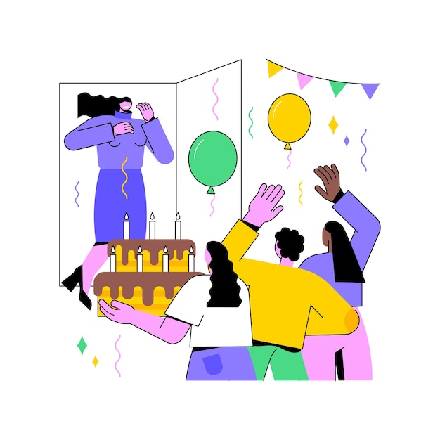 Vector surprise party isolated cartoon vector illustrations