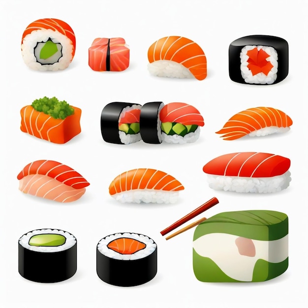 Vector sushi vector set white background isolated a high qua