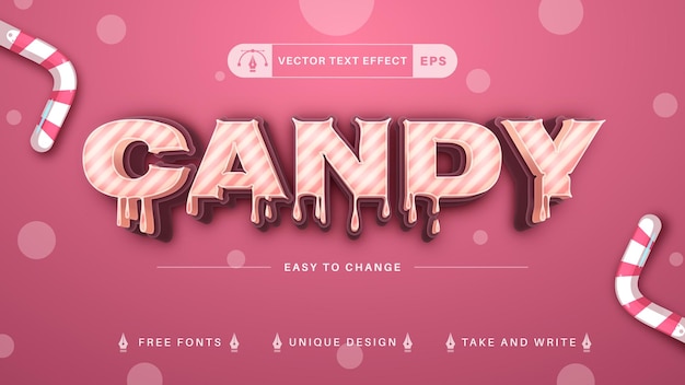 Sweet Candy Editable Text Effects, Valentine Font Styles, Gentle Lettering