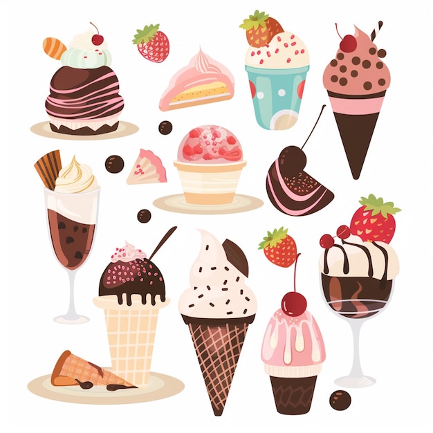 Vector sweet dessert ice food vector cream illustration ice cream design summer cone background