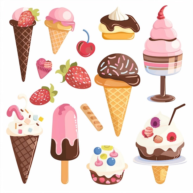 Vector sweet dessert ice food vector cream illustration ice cream design summer cone background