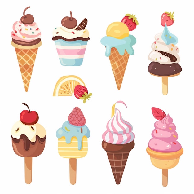 Vector sweet dessert ice food vector cream illustration ice cream design summer cone background