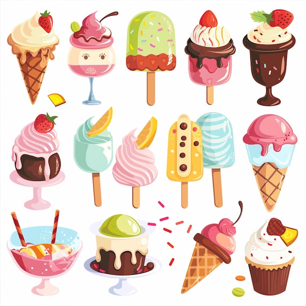 Vector sweet dessert ice food vector cream illustration ice cream design summer cone background