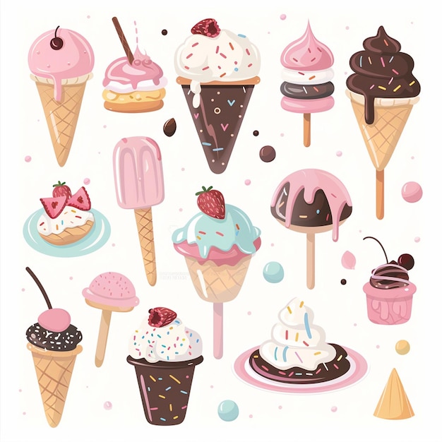 Vector sweet dessert ice food vector cream illustration ice cream design summer cone background