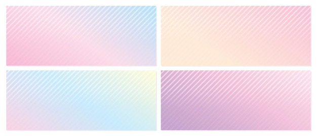 Vector sweet pastel gradient color oblique line pattern background vector set