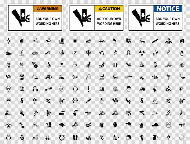 Vector symbol safety sign cautionwarningnotice lable isolate on transparent backgroundvector illustration