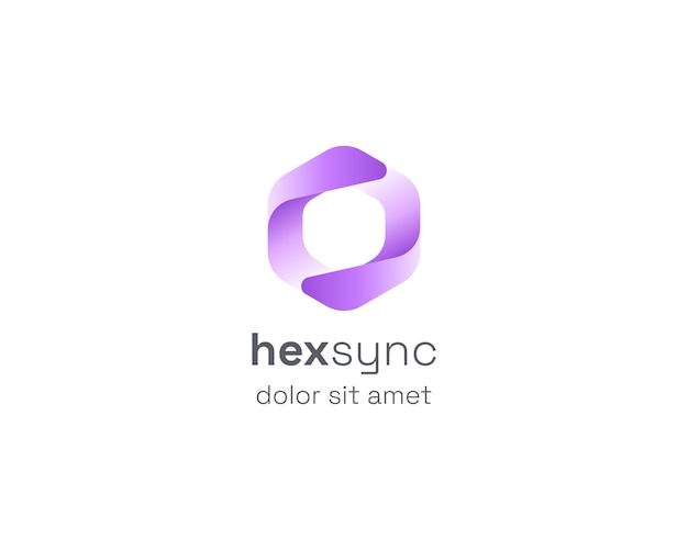 Vector sync logo hexagon with smooth gradient