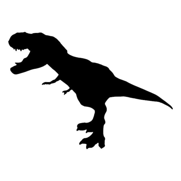 T rex silhouette isolated black in white background