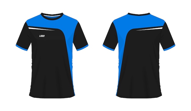 T-shirt blue and black soccer or football template for team club on white background. jersey sport.