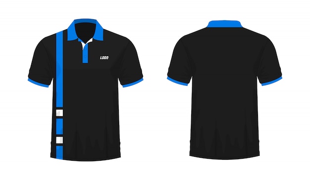 Vector t-shirt polo blue and black template for design on white background.