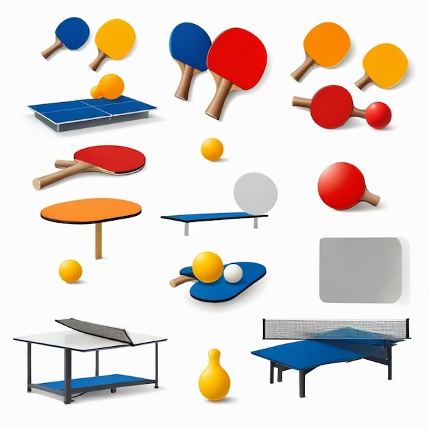 Vector table tennis vector set white background isolated a high qua