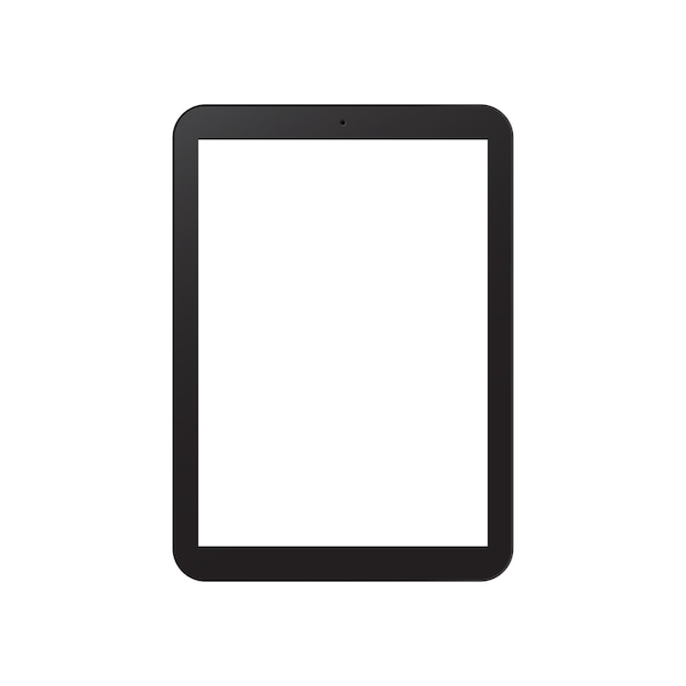 tablet computer with blank white screen isolated on white background