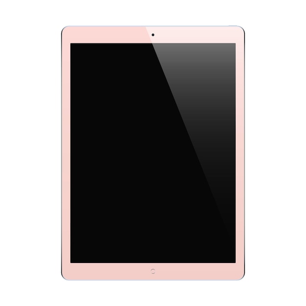 Tablet pink color with blank touch screen isolated