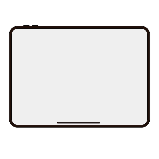 Vector tablet with blank horizontal screen and black frame modern portable device