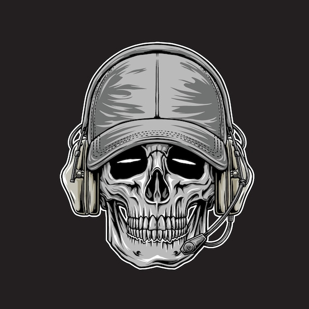 tactical head skull vector in the dark beground