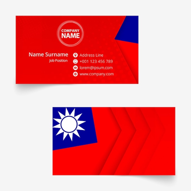 Vector taiwan flag business card standard size 90x50 mm business card template