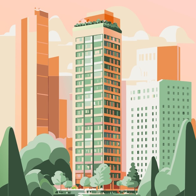 Vector tall building vector illustration