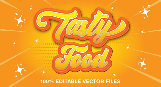 Vector tasty food editable 3d text effect template