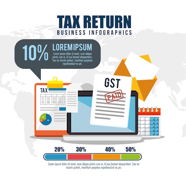 tax return time set icons vector illustration design