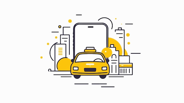 Vector taxi app concept line icon