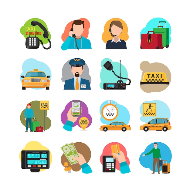 Taxi cartoon icons