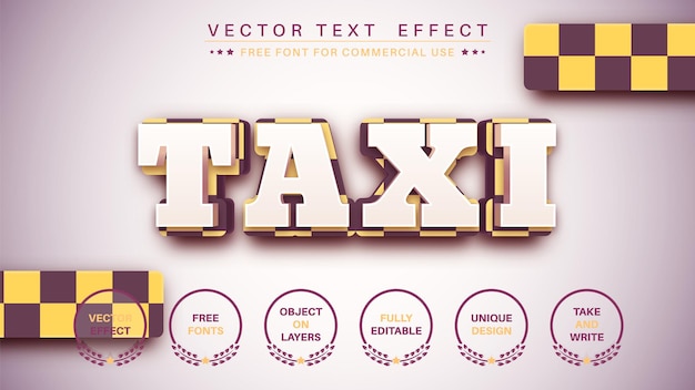 Taxi Editable Text Effect, Font Style