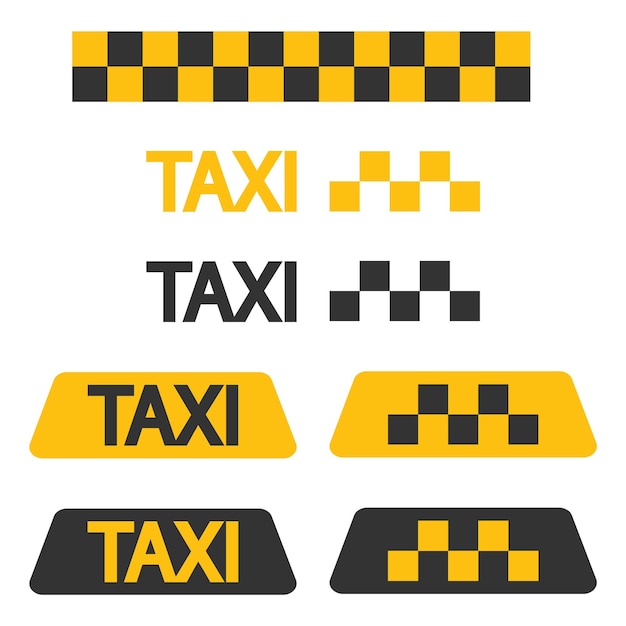 Vector taxi icon set driver sticker symbol people transport sign vector