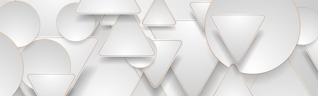 Vector tech abstract golden grey background with triangles and circles