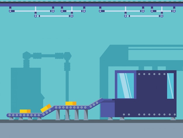 Vector technified factory scene 