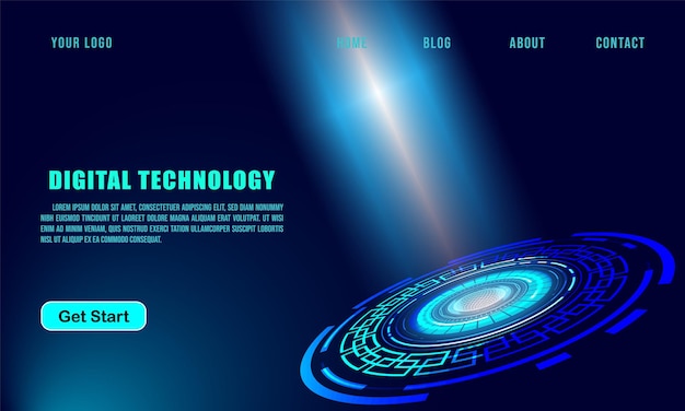 Vector technology concept for web banner template or brochure blue colour