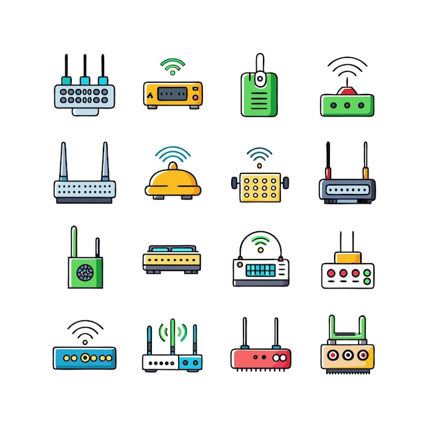 Vector technology and electronics icons set concept