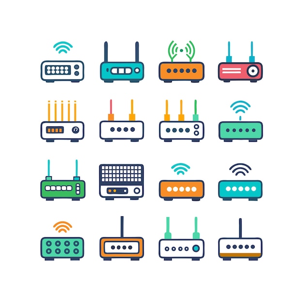 Vector technology and electronics icons set concept